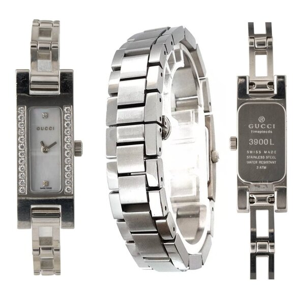 Gucci Diamond Watch Women Rectangular Stainless Steel Quartz Timepieces 3900L - Picture 1 of 14